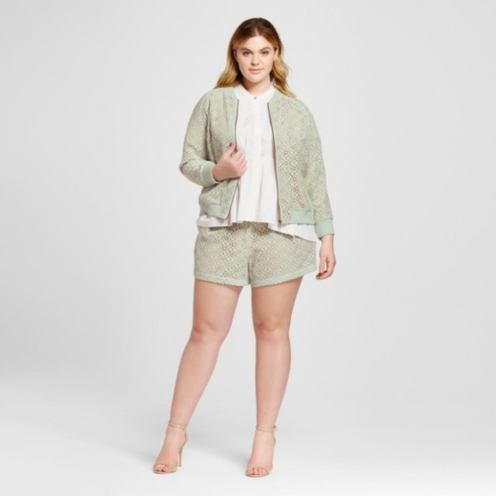Victoria Beckham Mint Green Lace Shorts NWT